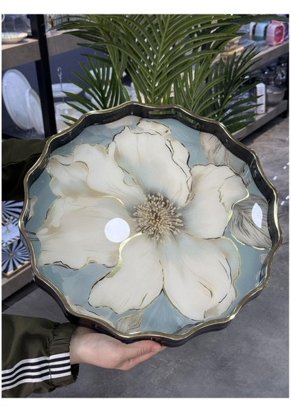 Lüx Yuvarlak Iç Kısmı Cam Tepsi modelleri