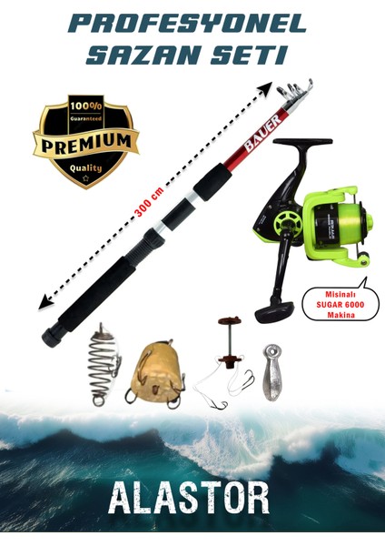 Profosyonel 2'li Sazan Olta Takımı 1 Adet Kamış 1 Adet Makine Sazan Olta Seti Makineli