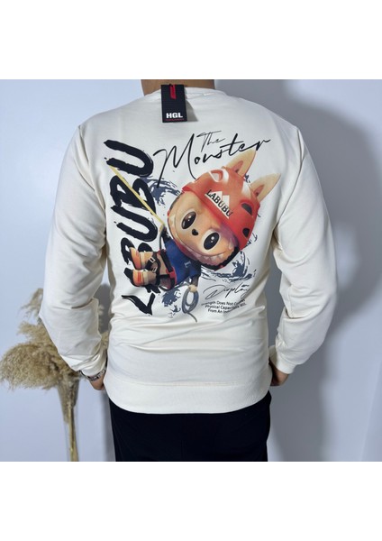 Labubu Sırt Baskı Bisiklet Yaka Sweatshirt modelleri