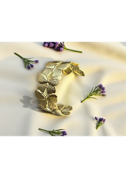 Büyük Kelebek Figürlü Manşet Kelepçe Bileklik Gold