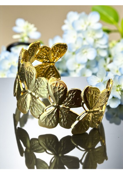 Büyük Kelebek Figürlü Manşet Kelepçe Bileklik Gold fiyatları