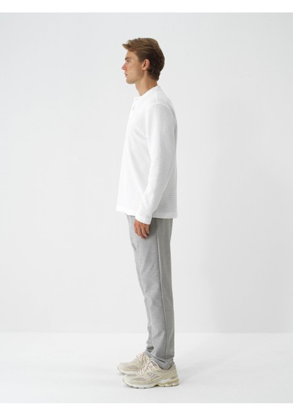 Erkek Ekru Pamuk Dokulu Regular Fit Uzun Kollu Tişört modelleri