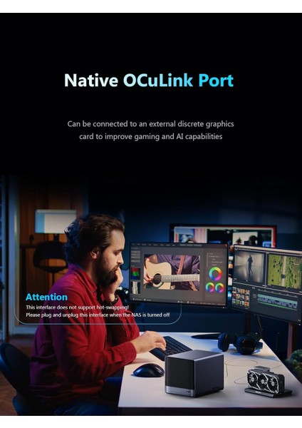 N5 Pro Aı Amd Ryzen 9 HX370 Işlemci, 32GB Ddr5 Ram, 128GB Emmc, Hdmı, Usb4, Oculınk, 2x Ethernet Nas Mini Pc