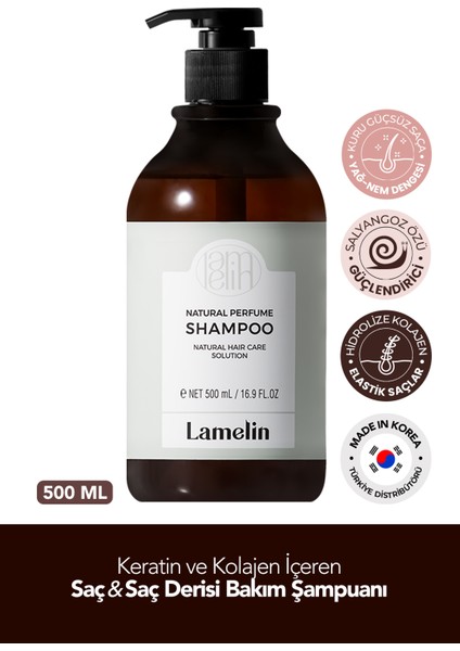 Kolajen ve Keratin Içeren Doğal Şampuan Lamelin Natural Perfume Shampoo 500 ml