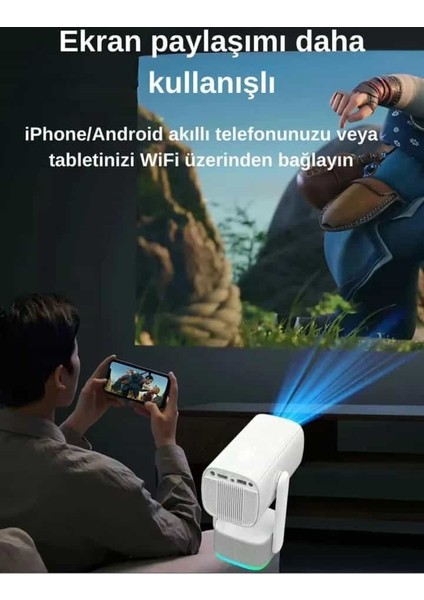 K2 Taşınabilir Sinema Projektörü 4K Şarjlı Bluetooth Akıllı Projeksiyon