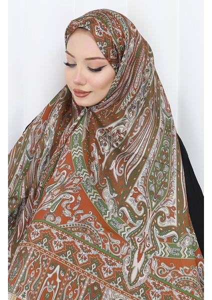 Etnik Desen Janjan Şal 70305-11 Kiremit modelleri