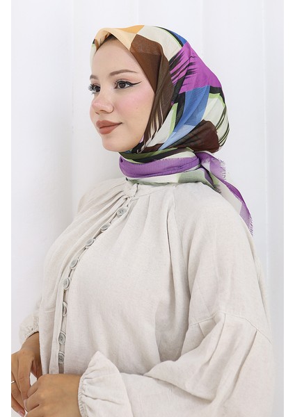 Dijital Baskılı Eşarp 70320-08 Mor