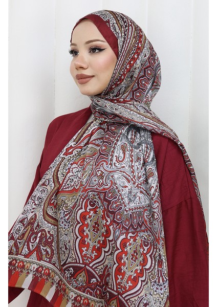 Etnik Desen Janjan Şal 70304-07 Bordo Bej fiyatları