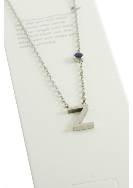 Wizard Gümüş Renkli Harfli Çelik Kolye-Z