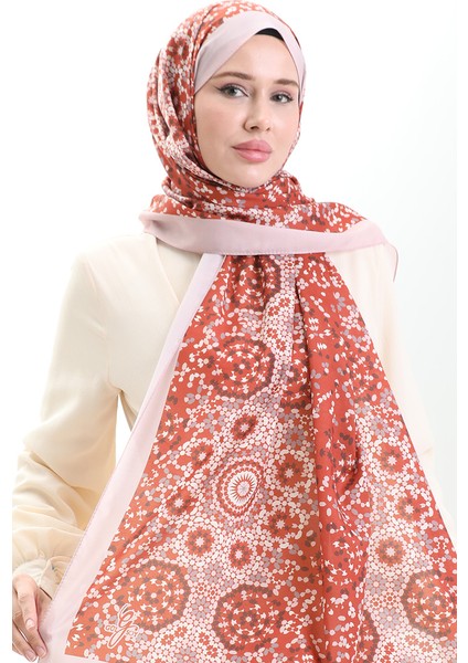 Desenli Soft Şal 70297-13 Kiremit Pudra