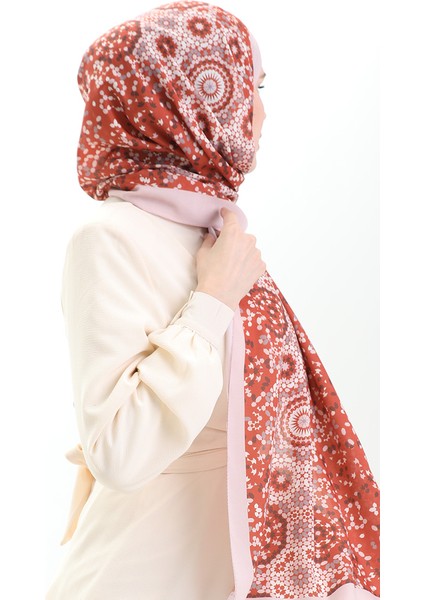 Desenli Soft Şal 70297-13 Kiremit Pudra modelleri
