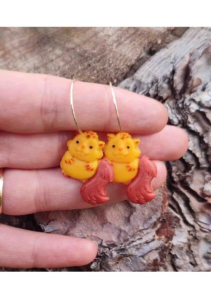 Tiny Squirrel El Yapımı Sarı Minimal Sincap Küpe fiyatları