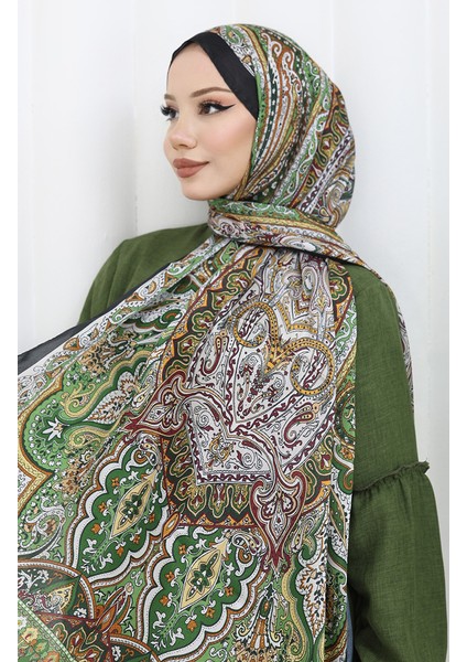 Etnik Desen Janjan Şal 70304-06 Yeşil Kiremit