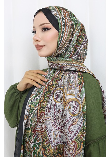 Etnik Desen Janjan Şal 70304-06 Yeşil Kiremit modelleri
