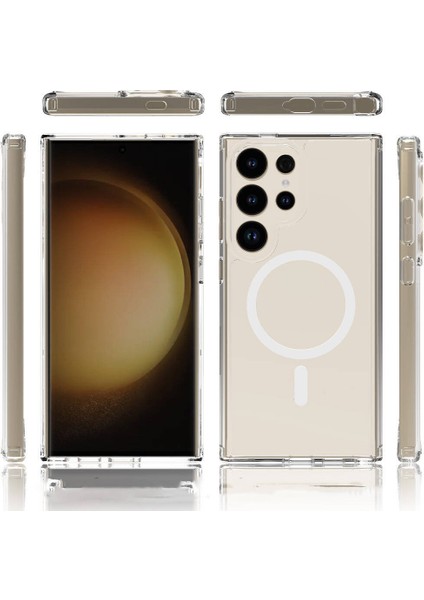 Galaxy S24 Ultra Kılıf M-Safe Şarj Özellikli Şeffaf Sert Pc Embos Kapak modelleri