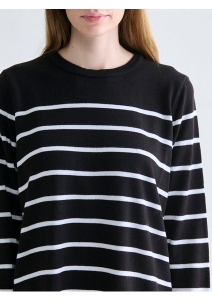 Yeni Sezon Bisiklet Yaka Çizgili Kadın Triko Kazak modelleri