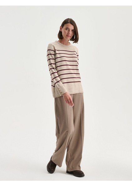 Yeni Sezon Bisiklet Yaka Çizgili Kadın Triko Kazak fiyatları