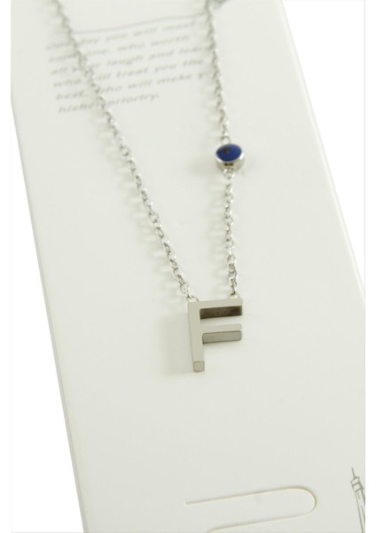 Wizard Gümüş Renkli Harfli Çelik Kolye-F