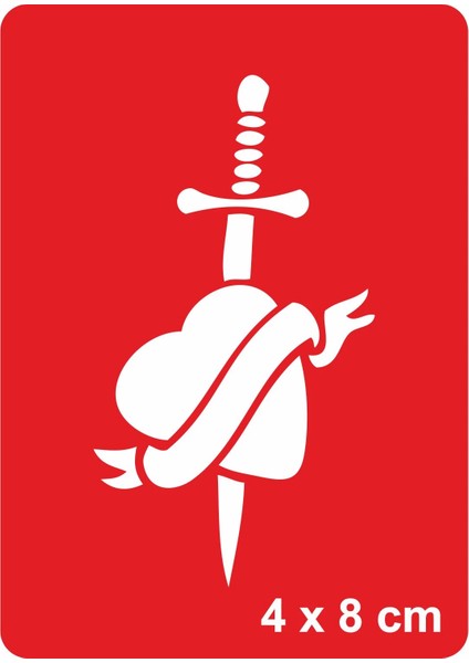 Hançer Kalp Tattoo Geçici Dövme Şablonları Kına Kalıpları