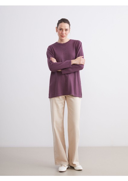 Yeni Sezon Bisiklet Yaka Taşlı Kadın Triko Kazak fiyatları