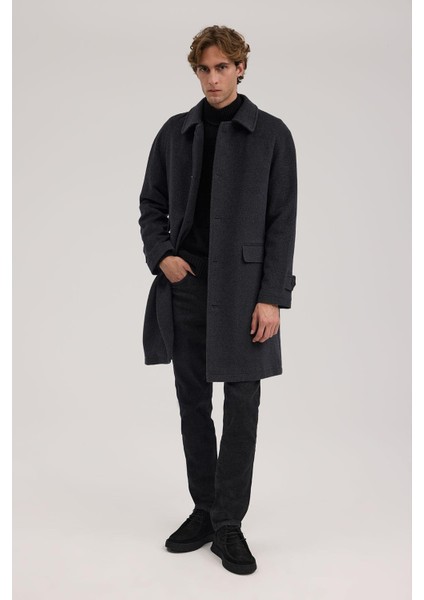 Antrasit Comfort Fit Bebe Yaka Yünlü Kaban fiyatları