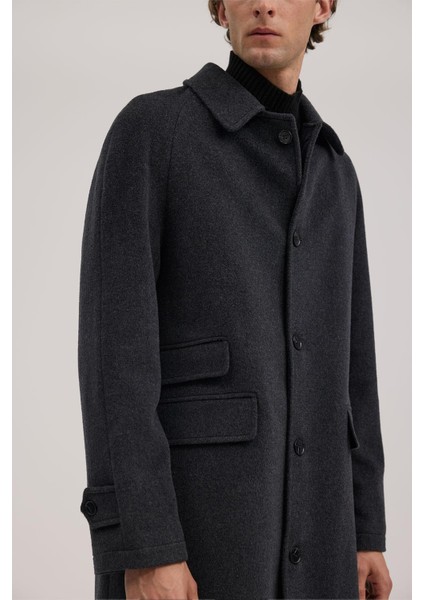 Antrasit Comfort Fit Bebe Yaka Yünlü Kaban modelleri