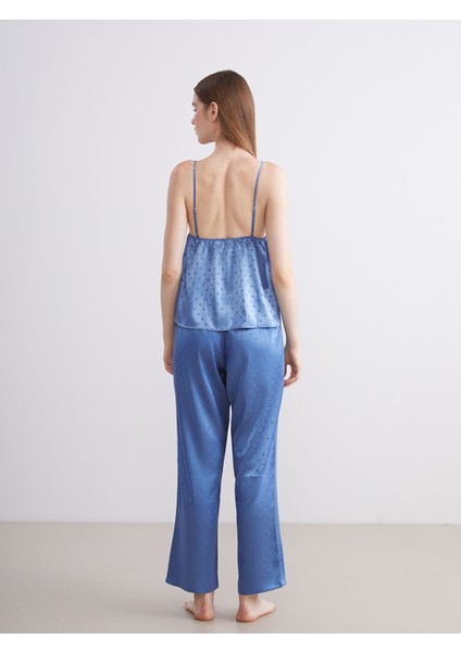 Yeni Sezon V Yaka Puantiyeli Kadın Pijama Takımı indirimleri