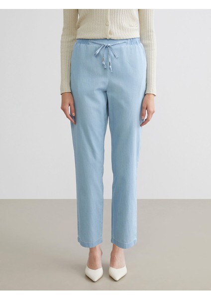 Yeni Sezon Beli Lastikli Carrot Fit Kadın Jean Pantolon modelleri