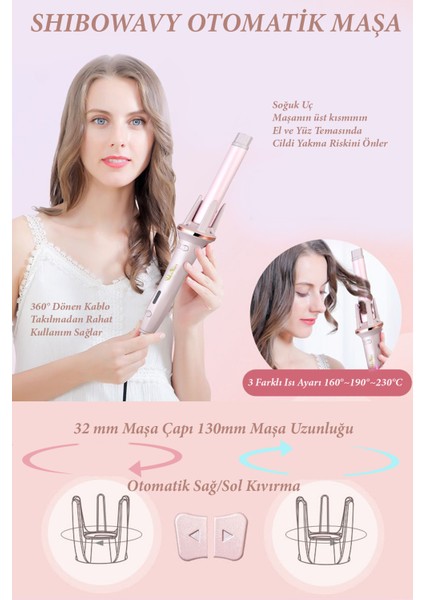 Renkli Otomatik Saç Maşası, Kalın Su Dalgası, 32MM, Şık ve Kullanışlı Tasarım indirimleri