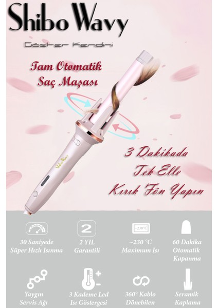 Renkli Otomatik Saç Maşası, Kalın Su Dalgası, 32MM, Şık ve Kullanışlı Tasarım