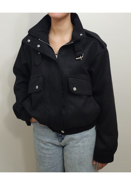 Yeni Sezon Süet Kısa Bomber Ceket