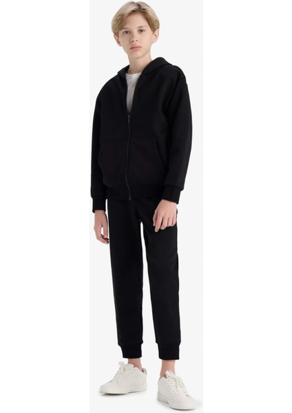 W0773 Siyah Erkek Çocuk Beli Paçası Lastikli Okul Eşofman Altı modelleri