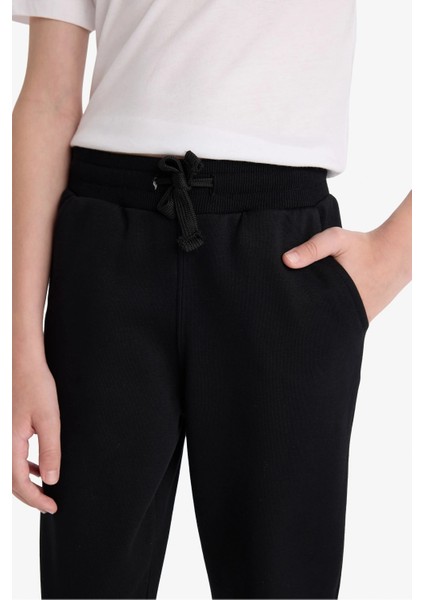 W0773 Siyah Erkek Çocuk Beli Paçası Lastikli Okul Eşofman Altı indirimleri