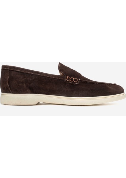 Erkek Düz Taban Loafer Gerçek Süet Deri Mc 21289 Kahverengi