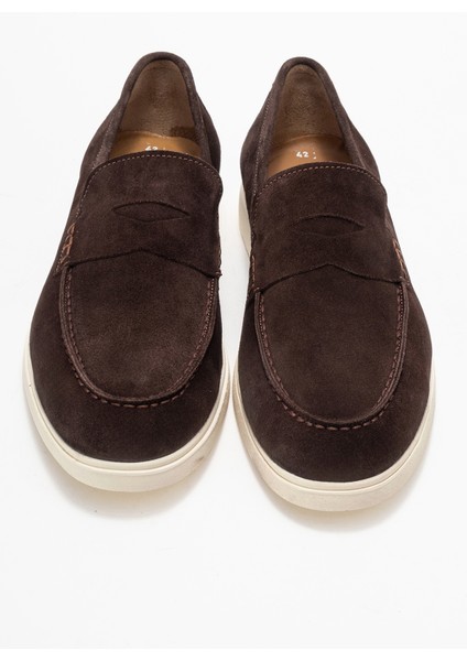 Erkek Düz Taban Loafer Gerçek Süet Deri Mc 21289 Kahverengi indirimleri