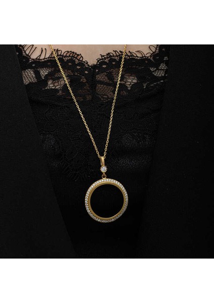 Gümüş Gold Kaplama Yuvarlak Yarım Altın Takılabilen Kadın Kolye indirimleri