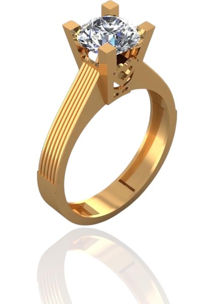 Pırlanta Montür Üst Kalite Tek Taş 14 Ayar Altın Yüzük