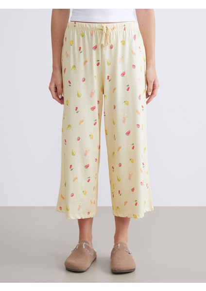 Yeni Sezon Beli Lastikli Baskılı Kadın Kapri Pijama Altı fiyatları