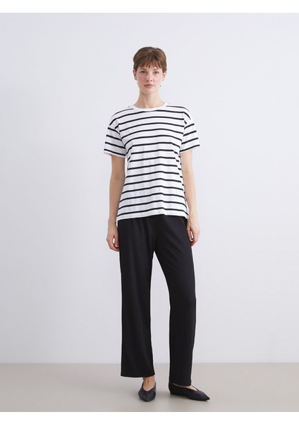 Yeni Sezon Bisiklet Yaka Çizgili Kadın Tişört modelleri