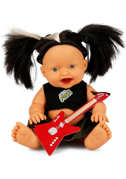 Punkçı Bebek Figürü 25 cm - Siyah Saçlı (Lisinya)