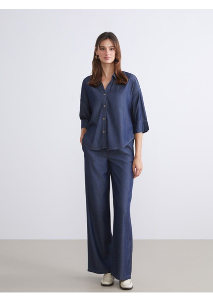 Yeni Sezon Beli Lastikli Wideleg Kadın Jean Pantolon