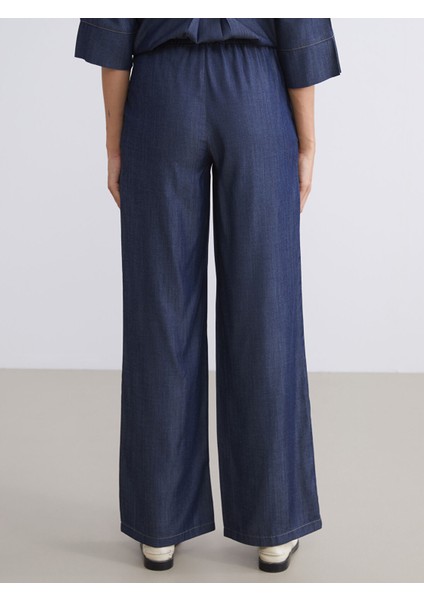 Yeni Sezon Beli Lastikli Wideleg Kadın Jean Pantolon fırsatları