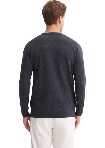 Soft Touch Slim Fit Basic Çizgi Baskılı Bisiklet Yaka Kazak modelleri