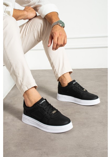 Erkek Sneaker F41 Siyah Beyaz Günlük Spor Ayakkabı Yüksek Taban Rahat Tasarım