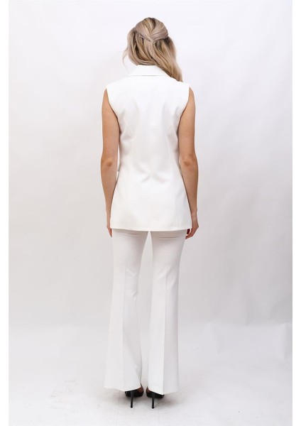 Erkek Yaka Blazer Yelek-Beyaz modelleri