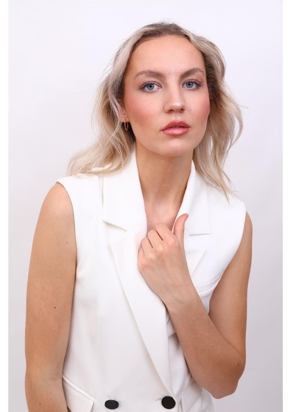 Erkek Yaka Blazer Yelek-Beyaz fırsatları