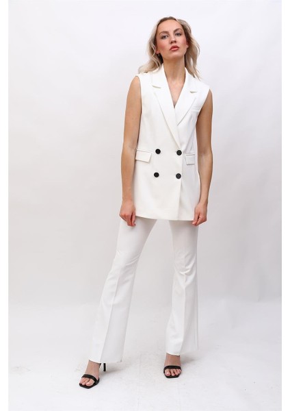 Erkek Yaka Blazer Yelek-Beyaz indirimleri