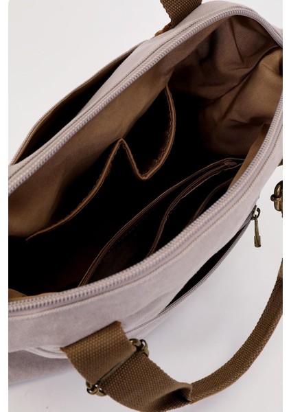 Gri Çift Fermuarlı Kumaş Askılı El Çantası modelleri