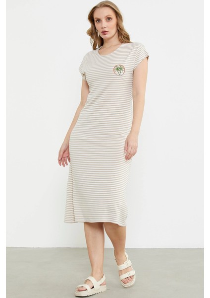 Sementa 77489 Nakış Detaylı Marine Penye Elbise