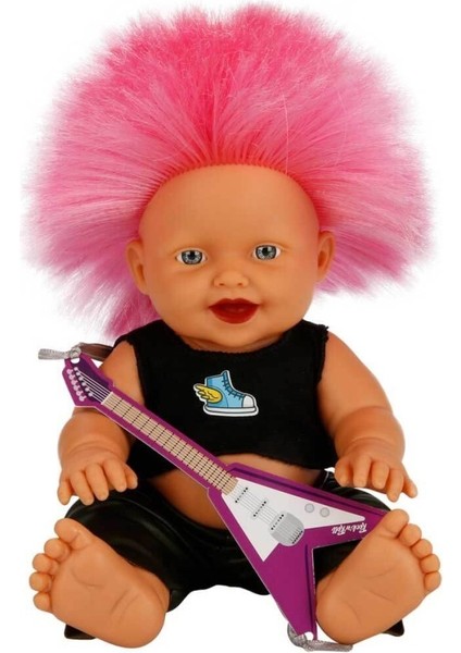 Punkçı Bebek Figürü 25 cm - Pembe Saçlı (Lisinya)